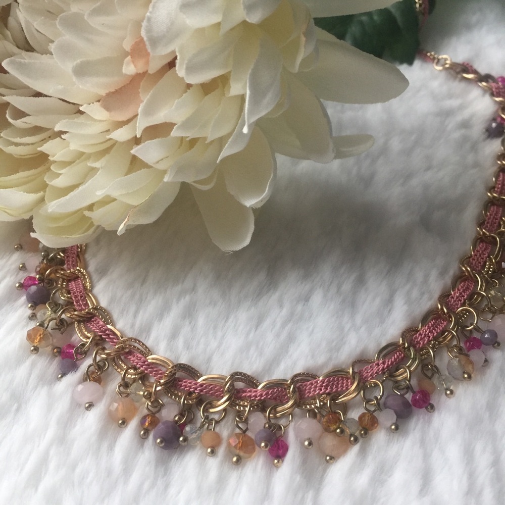 Multicolored & Gold Toned Necklace w/ Earrings